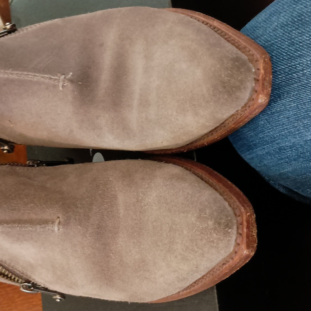 FRYE Gray Suede Women's Ankle Boots Two Zippers 8 B - Picture 6 of 6
